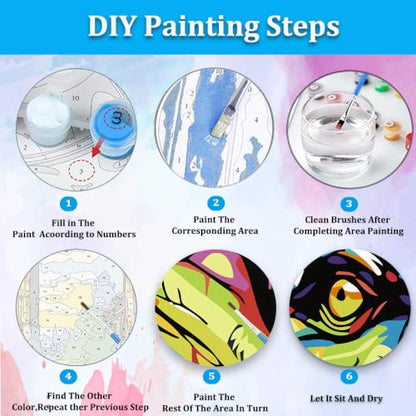 Artunion Framed Paint by Numbers Kit for Adults Beginners & Kids Ages 8-12,Crocodile Paint by Number with Frame,Animal Paint by Numbers Kit on Canvas 10 * 10 Inch Without Easel - color: ZXT-395-F