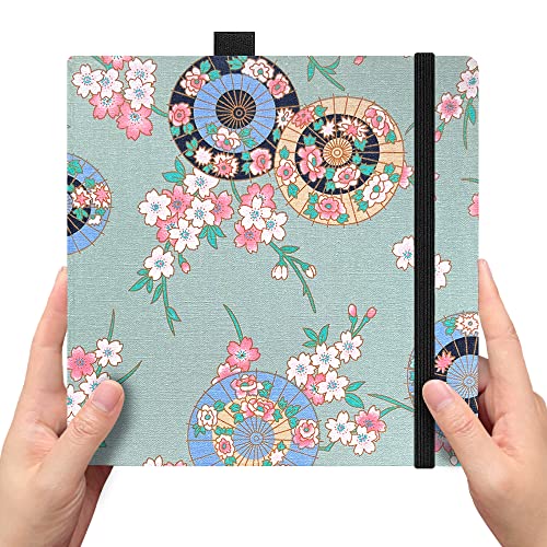 Square 8x8 Bleedproof Marker Paper Pad, 110 GSM Alcohol Ink Bristol Paper Sketchbook, Handmade Journal Hardbound 88 Sheets (176 Pages) Markers Ink Mediums Art Sketch Book Larges Green Umbrella - color: L-green umbrella