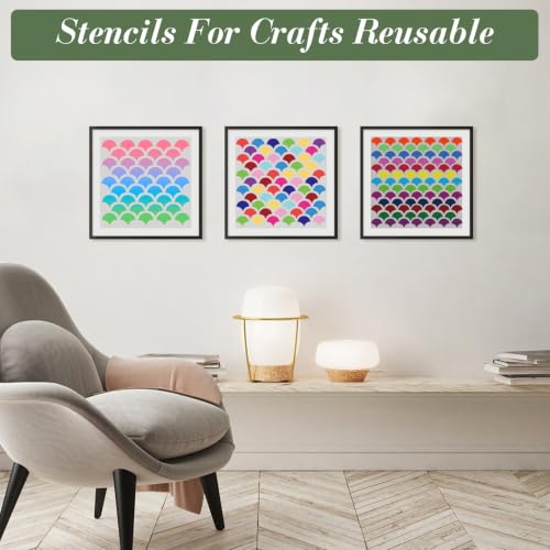Texture Stencils for Crafts Reusable 9Pcs Stencils(5.9X5.9 Inch) - color: Texture 14