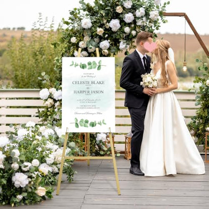 47" Gold Easel Stand for Sign, Large Heavy Duty Metal Display, 4-Tier | Sturdy Art Easel with Adjustable Chain & Non-Slip Feet for Wedding, Painting, Party, Posters, Commercial, Foldable - color: Gold