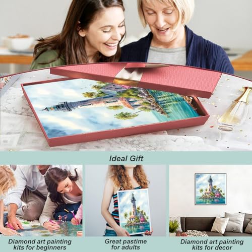 hill froeistung 5D Lighthouse Diamond Art Painting Kits for Adults,Sea,Landscape Diamond Art for Beginners, DIY Full Drill Island Diamond Art Painting(12X12 inch) - color: HF-A040