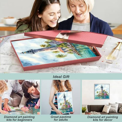 hill froeistung 5D Lighthouse Diamond Art Painting Kits for Adults,Sea,Landscape Diamond Art for Beginners, DIY Full Drill Island Diamond Art Painting(12X12 inch) - color: HF-A040