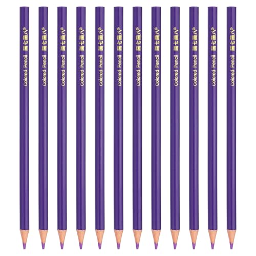 PATIKIL Purple Colored Pencils Set,12 Pcs Oil Color Pencils Wooden Coloring Drawing Pencil for Artists Art Painting - color: Purple