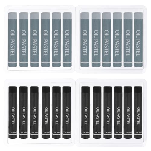 PATIKIL Black, Gray Oil Pastels, 24Pcs Soft Oil Crayons Creamy Pastels Stick Art Supplies for Art Painting Drawing Blending Graffiti for Artists Beginners - color: Black/Gray