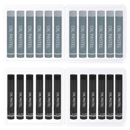 PATIKIL Black, Gray Oil Pastels, 24Pcs Soft Oil Crayons Creamy Pastels Stick Art Supplies for Art Painting Drawing Blending Graffiti for Artists Beginners - color: Black/Gray