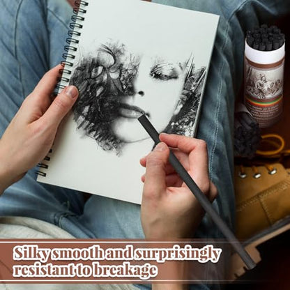 Gueevin 200 Pcs Soft Willow Charcoal Sticks Drawing,5-7mm | For Artists Beginners Students, Vine Charcoal Bulk for Sketching Shading Fine Art, Assorted Sizes, Back to School Gifts - size: 5-7mm