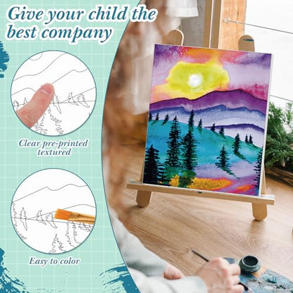 Sherr 12 Pcs Pre Drawn Canvas Pre Printed Canvas for Adults Sip and Paint Party Canvases Painting Kit for Summer Easter Mother's Day Party Favor(Natural Scenery,8 x 10 Inch) - size: 8 x 10 Inch, style: Natural Scenery
