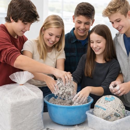 Lounsweer 6 lb Instant Paper Mache Gray Drying Paper Mix for Drawing Fast Drying Papier Mache Clay for Artists Crafts Projects Sculpting Texturing Material