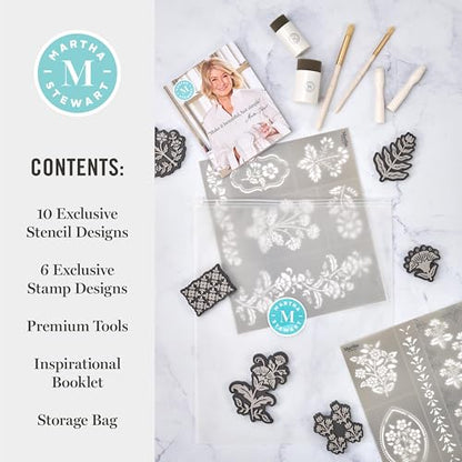 Martha Stewart, Vintage Florals Stencils, Stamps, and Tools Kit, 14 pc - style: Vintage Florals