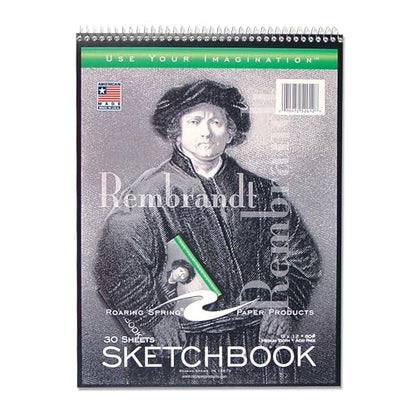 Roaring Spring Rembrandt Topbound Spiral Drawing Art Sketchbook, 9" x 12" 30 Sheets, 60# White Drawing Paper - size: 9" x 12" 30 Sheets, style: Single Book
