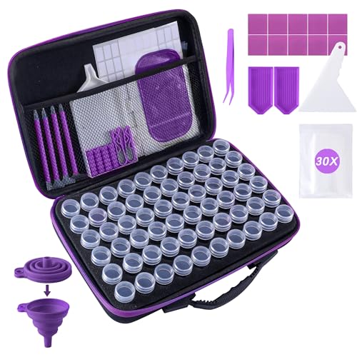 LYMUSUMI Diamond Art Storage Containers 60 Slots Diamond Painting Tool - color: Purple