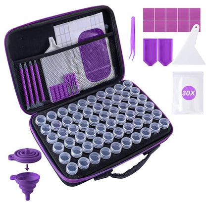 LYMUSUMI Diamond Art Storage Containers 60 Slots Diamond Painting Tool - color: Purple