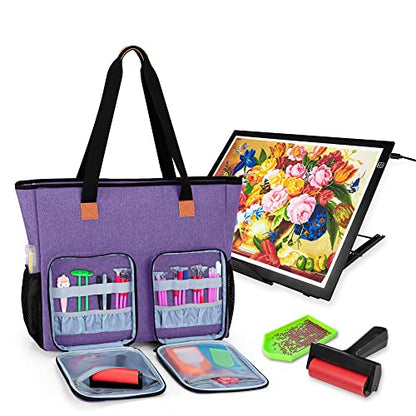 LUXJA Diamond Painting Carrying Case for A3 Light Pad, Purple - color: Purple