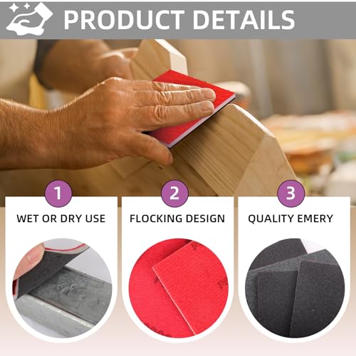 24Pcs Sanding Sponge 180 Grit Wet Dry Soft Foam Hand Sander Block - size: 24pcs 180 Grit, style: Aluminum