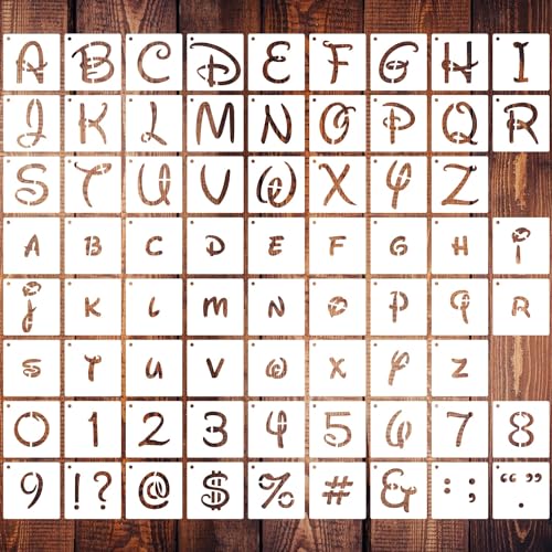 3 Inch Alphabet Letter and Number Stencils for Painting - 70 Pcs Magic Reusable Plastic Art Craft Stencils for Wood Sign, Journal, DIY Craft Decoration - size: 3 inch