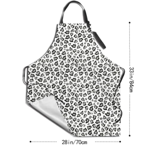 Giwawa Unisex Adult Apron Waterproof Stain Resistant Kitchen Cooking Apron with 2 Pockets for BBQ Grill Painting - color: Leopard Print