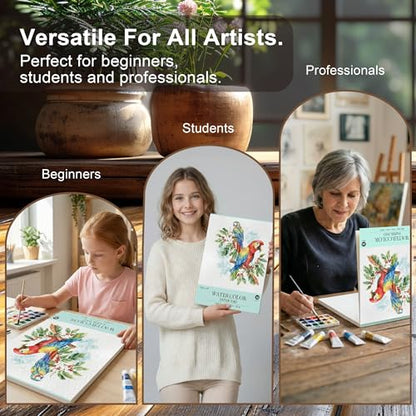 Desecraft Watercolor Paper Pad 9x12 Inch, 30 Sheets 140lb/300gsm Cold Press, Acid-Free Heavyweight Artist Sketchbook for Watercolors, Acrylics, Gouache, Ink & Mixed Media Painting and Drawing