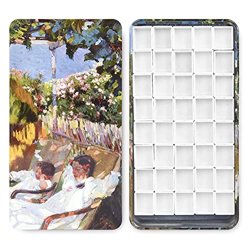 qianshan 40Pcs Empty Half Pans Watercolor Tin Palette with Magnetic Stripe | Travel Tin Palette Case,Portable Artist Paints Half Pan Kits,DIY Watercolor Oils Acrylics Painting Drawing Garden - color: Garden