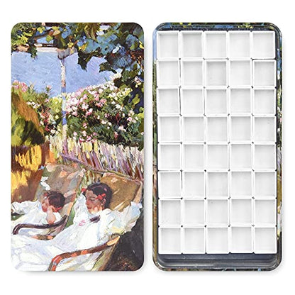 qianshan 40Pcs Empty Half Pans Watercolor Tin Palette with Magnetic Stripe | Travel Tin Palette Case,Portable Artist Paints Half Pan Kits,DIY Watercolor Oils Acrylics Painting Drawing Garden - color: Garden