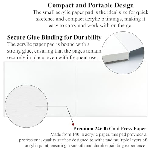 Fuxi Acrylic Paint Book Pad, 2-Pack - 5.5" x 8.5" | 246lb/400gsm Paint Paper for Acrylic Painting, 30 Sheets Per Pad. - color: Ivory Gream