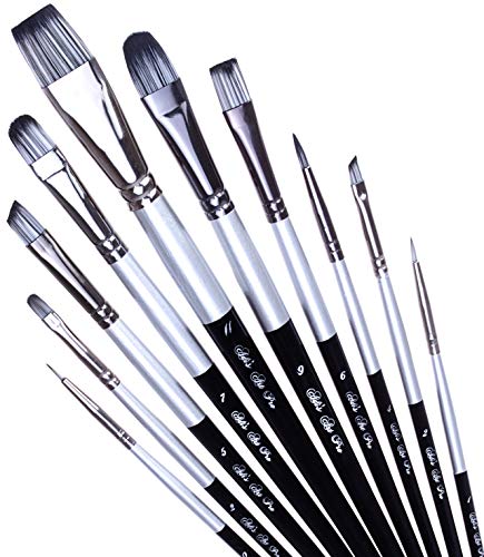 ADIS&Guys 10-Piece Professional Face & Body Painting Brush Set – Ideal for Acrylic, Oil & Watercolors, Perfect for Artists & Kids - color: Black