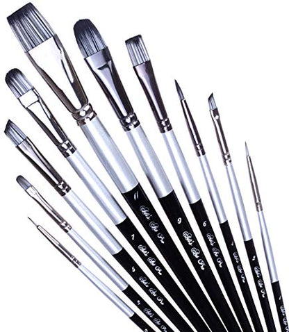 ADIS&Guys 10-Piece Professional Face & Body Painting Brush Set – Ideal for Acrylic, Oil & Watercolors, Perfect for Artists & Kids - color: Black