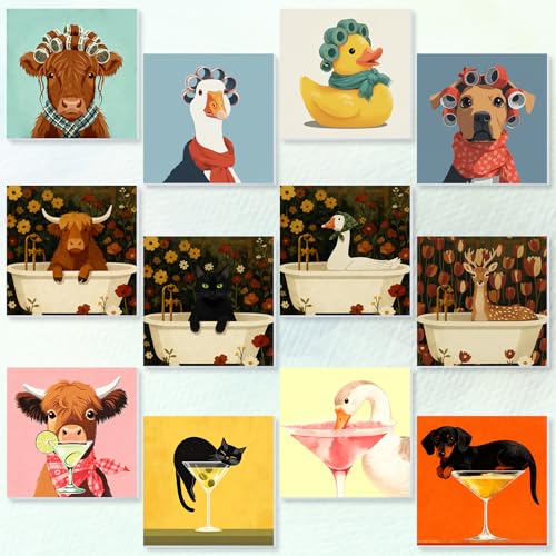 Nezyo 12 Sets Animals Paint by Numbers Kit with Frame for Adult Beginners, DIY Acrylic Paint Canvas for Painting Party, Classroom Activity Birthday Gift, 8 x 8 Inch (Animal) - style: Animal