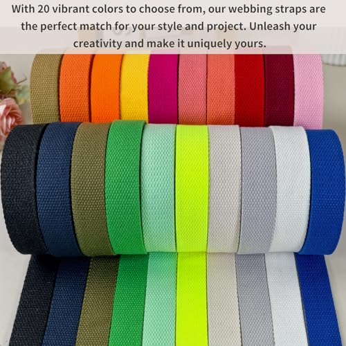 Red Heavy‑Duty Cotton Webbing Strap 1''x6yds for Bags | 2mm thick webbing for dog collars, backpack, bag handles, apron straps, slings, sewing repairs & DIY craft projects. - color: Red