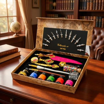 Calligraphy Pens Set,16PCS Wax Seal Gift Kit(Burgundy) - color: Burgundy