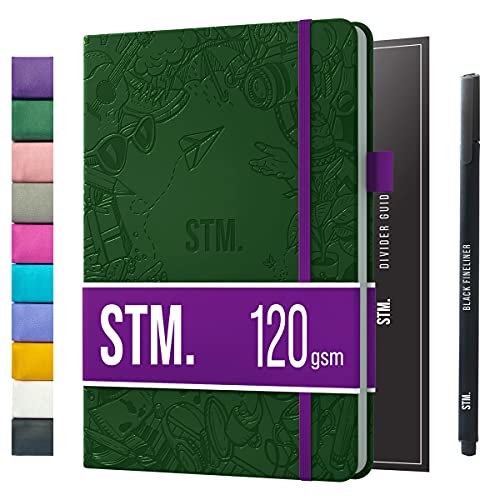 Bullet Dotted Journal Dot Grid Notebook | A5 Daily Journaling Notebooks for Personal Writing, Work, Women | 120gsm Thick Paper, Hard cover, Lay Flat Binding | 5x7 Journals Cuaderno Libretas de apuntes - color: Bottle-Green, style: Iconic (120gsm)