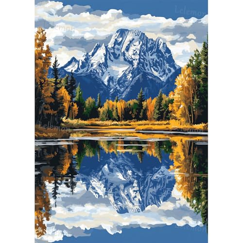 LELEMON Diamond Art Kits for Adults,Diamond Painting Kits for Adults | Grand Teton National Park 5d Diamond Painting Kit with Diamond Art Accessories for Home Wall Decor 12 x 16inch - color: Grand Teton National Park