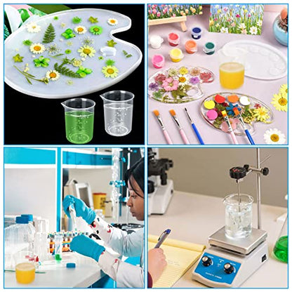 30 Pack 250 ML Plastic Graduated Beakers with Pour Spout | Embossed Scale, Clear Body, and Dripless Spout for Epoxy Resin, Paint, Science Lab, Kitchen Mixing, and Measuring - size: 250ML