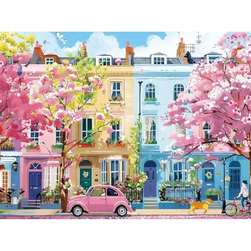 MRMIOOM 5D Diamond Art Kits for Adults, DIY Spring Streets Diamond Painting Dots Kits for Adults Beginner, City Scene Full Round Gem Crystal Art for Home Wall Decor 12x 16 in - color: D024-US