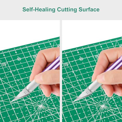 Headley Tools 12"x12" Rotating Cutting Mat, Self Healing Mat with 360-Degree Rotation & Anti-Slip Base, Sewing Board Cutting Mat Perfect for Fabric Quilting Leather Hobby Project, Green - color: Green, size: 12"L x 12"W