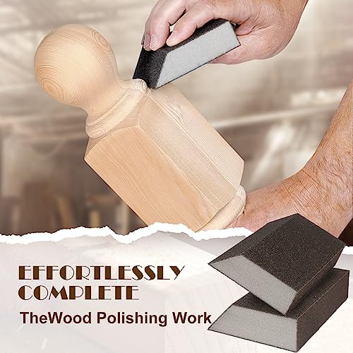 120 Grit Angled Sanding Blocks, Jamiikury Fine Sponge Sand Block Washable and Reusable, Wet & Dry Sandpaper Block for Wood Metal Drywall and Furniture Paint - Pack of 8 - size: 120 Grits