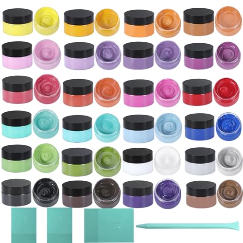 24 Chalk Paste Paint, Chalk Art Paste for Drawing on Wooden Boards and T-Shirts - color: 8 pcs silk screen stencis chalk paste squeegee(foliage)