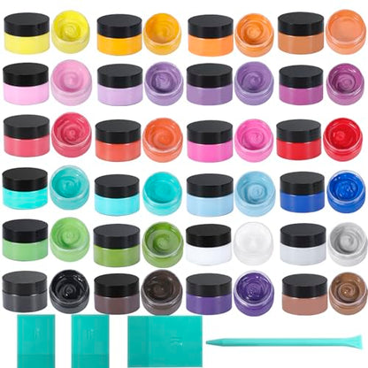 24 Chalk Paste Paint, Chalk Art Paste for Drawing on Wooden Boards and T-Shirts - color: 8 pcs silk screen stencis chalk paste squeegee(foliage)