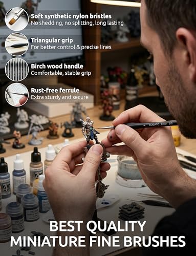 DUGATO Fine Detail Brush Set, 15-Piece Miniature Brushes with Case Holder | Detailing Paint Brush Set, Ergonomic Triangular Handles & Travel Case for Acrylic, Watercolor, Oil, Models & Warhammer - color: 15pcs Fine Paint Brush Set - Black