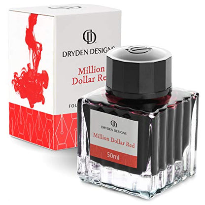 Ink Bottle for Fountain Pen | Luxury Edition, Smooth Flow, Compact Designed 50ml Million Dollar Red - color: Red [Million Dollar Red] Ink Bottle
