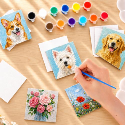 ESRICH 48Pack 3x3IN Square Mini Canvas Magnets, Small Magnetic Paint Canvas