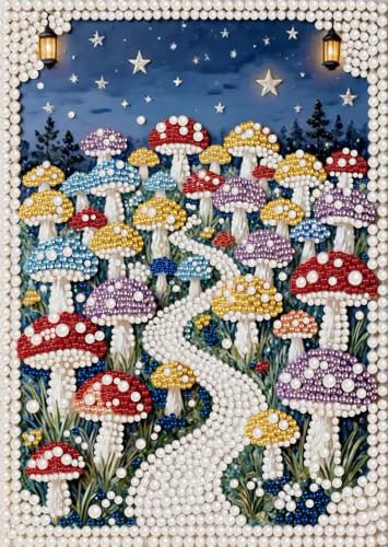 Moonlight Mushroom Pearl Art Kits for Adults,Pearl Diamond Painting 12x16In - color: DP04383