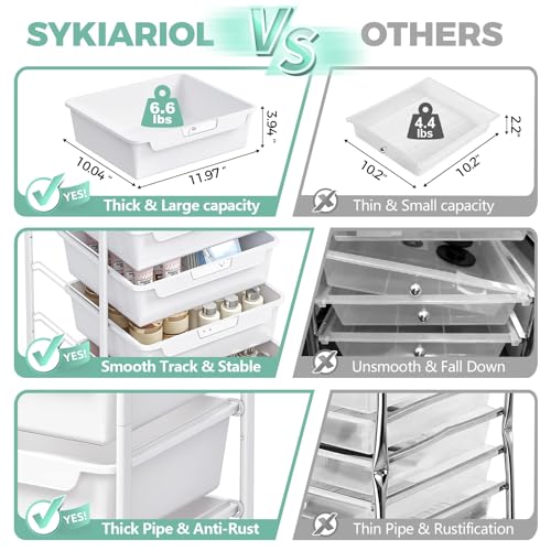SYKIARIOL Rolling Craft Storage Cart with 4 Drawers,Kids Art Cart,White - color: White, size: 4-Drawer