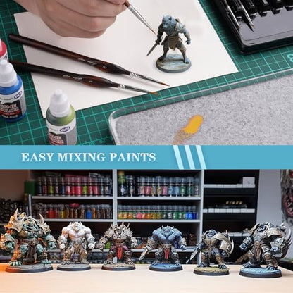 golden maple Wet Pallets for Painting Miniatures - Stay Wet Palette for Acrylic Painting Kit with 9PCS Miniature Paint Brushes, 50PCS Pallet Paper, 2PCS Sponge, 1PC Brush Holder, 1PC Sponge Tray