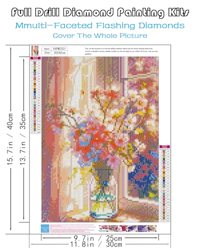 Flowers Diamond Art Kits for Adults, Daisy Diamond Painting Kit 12x16 Inch | Daisy Flower Diamond Painting Kits for Adults Beginners, Floral 5D Diamond Art Kits Full Drill Gem Art Paint by Diamonds Dots - color: Flowers