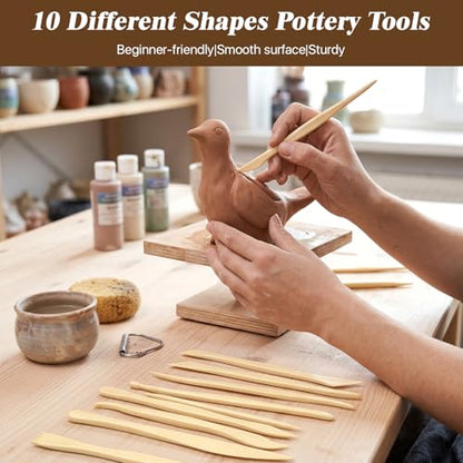Akamino 100 Pcs Clay Sculpting Tools, 10 Different Shapes 6'' Double Ended Plastic Polymer Clay Modeling Tools Kit, Pottery Trimming Supplies for DIY, Carving, Smoothing, Shaping