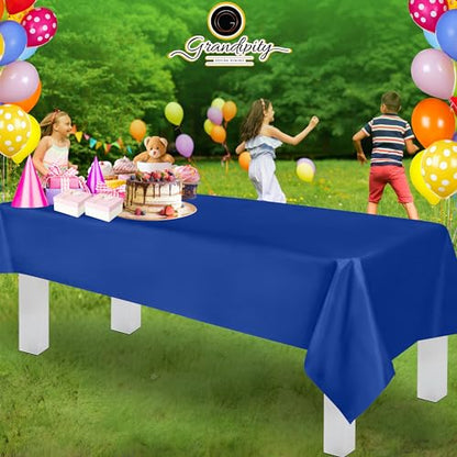 Plastic Table Cloth Disposable 6 Pack 54 x 108 Inch Rectangle Table Cloths - color: Blue, size: 54 inches x 108 inches Rectangle (Pack of 2)