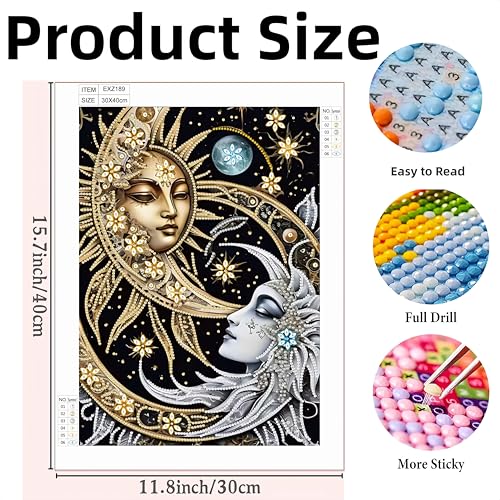 DOTSTART Diamond Art Kits for Adults,Sun and Moon Diamond Paintings Kits - color: EXZ189-1