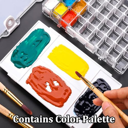 WANDIC Palette Box, 1 Piece 36-Well Watercolour Box Paint Storage Palette Box for Acrylic and Oil Paint Gouache Paint Containers with Lids - color: 36-well