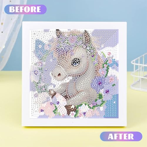 Horse Diamond Art Painting Kits for Kids with Frame Ages 4-8-12 (7x7 inch) - color: CC298