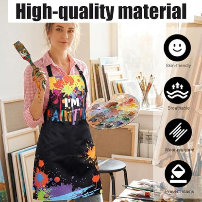 Painting Artist Apron with Pockets, Waterproof Painting Aprons for Adults, Adjustable Art Apron Bib Apron - color: Style 5